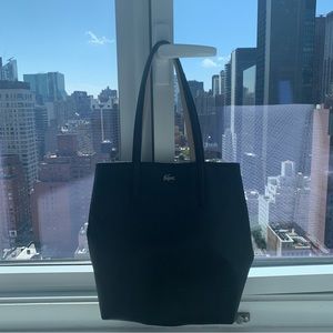 Lacoste black leather tote bag